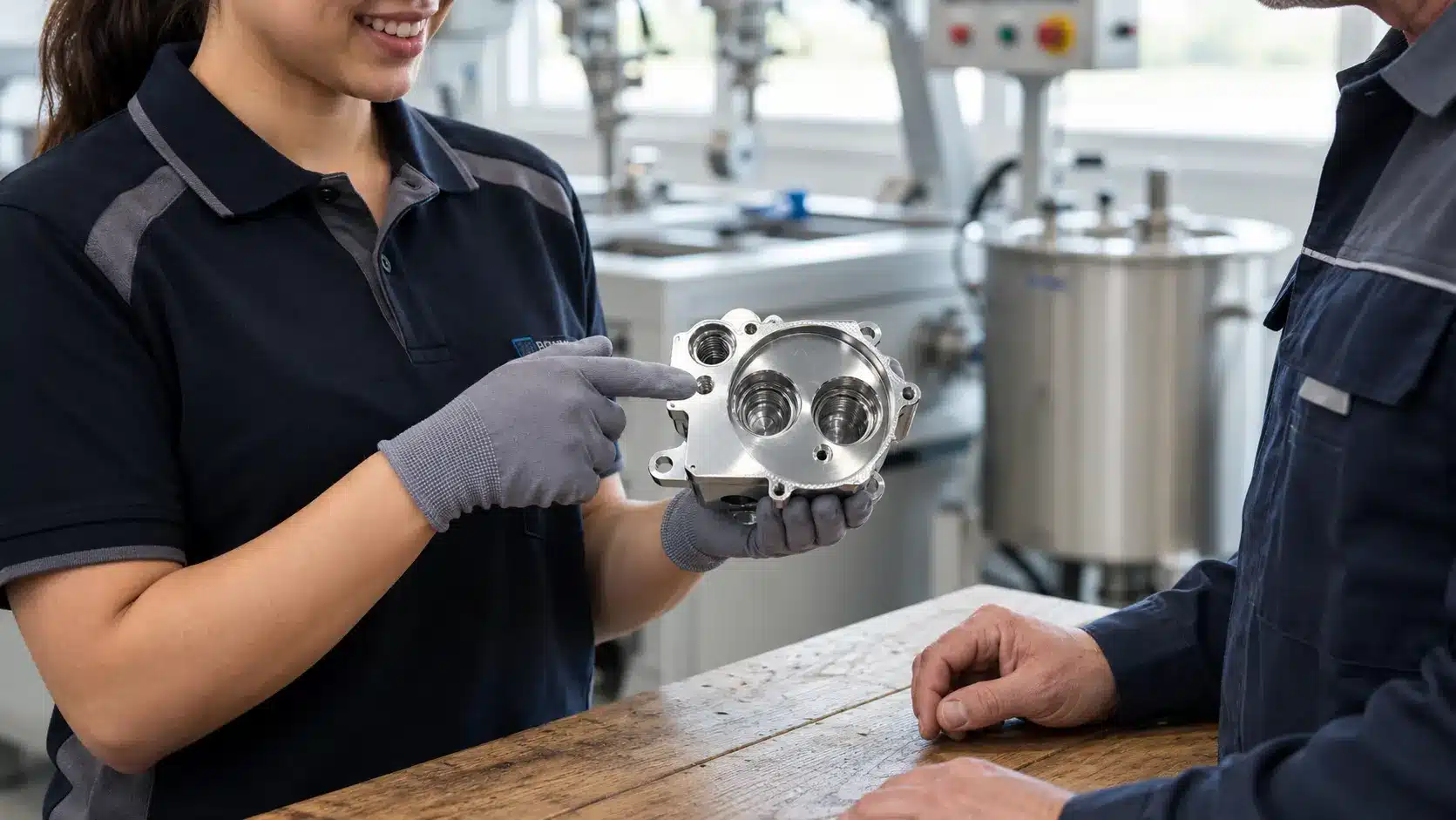 Quality Inspection of an Aluminum Part Before Electroless Nickel Plating Machined aluminum part inspection before high-phosphorus electroless nickel plating to enhance its corrosion resistance.