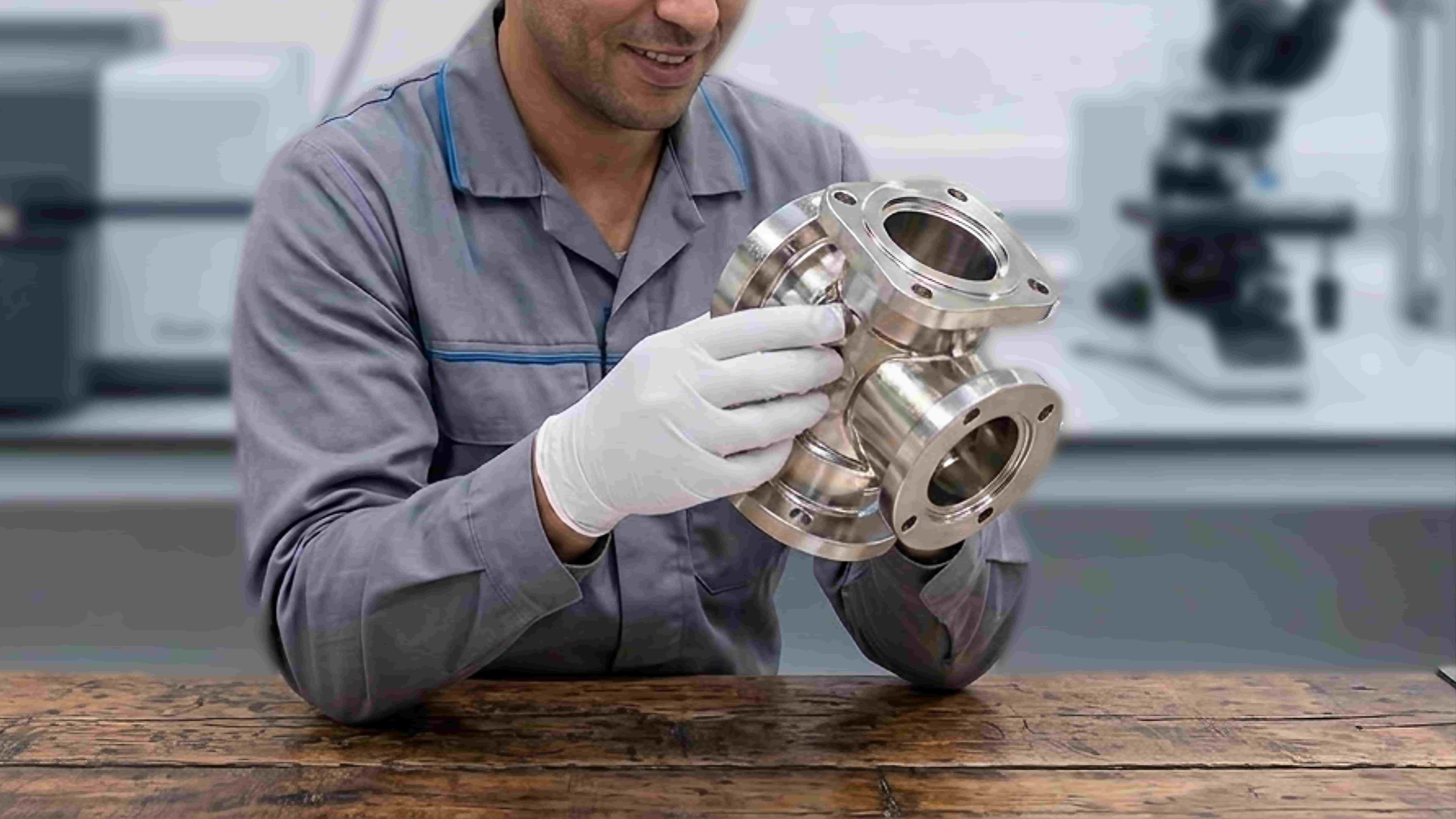 Industrial machined aluminum component intended for high-phosphorus electroless nickel plating to improve its corrosion resistance.